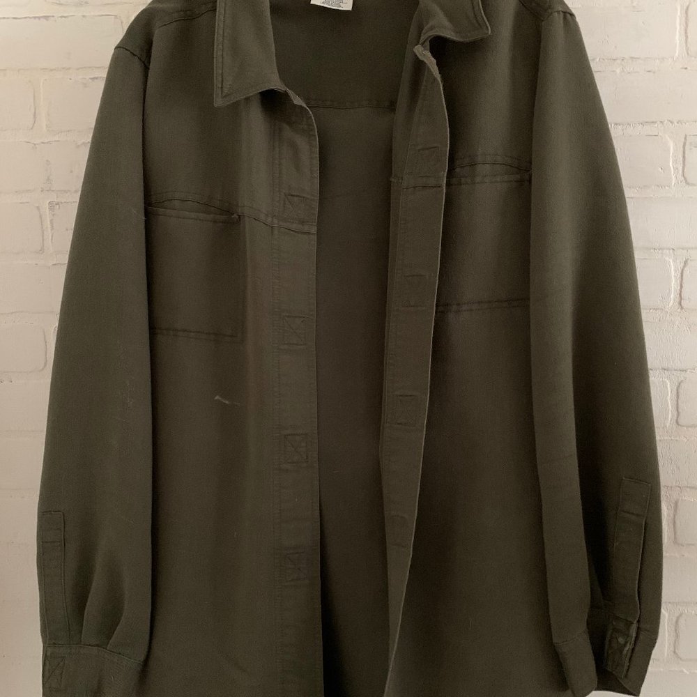 Army Green Oversized Military-Style Jacket